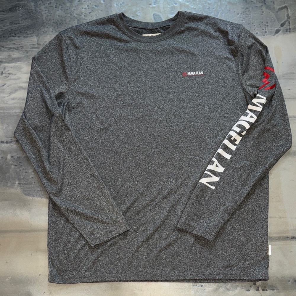 Magellan Outdoors Fish Gear Gray Long Sleeve Performance Shirt - Large